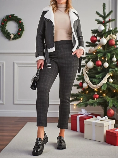 Royalfashion Затоплени дамски панталони с гети PLUS SIZE