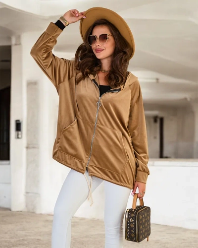 Royalfashion Дамски суитшърт с качулка без цип