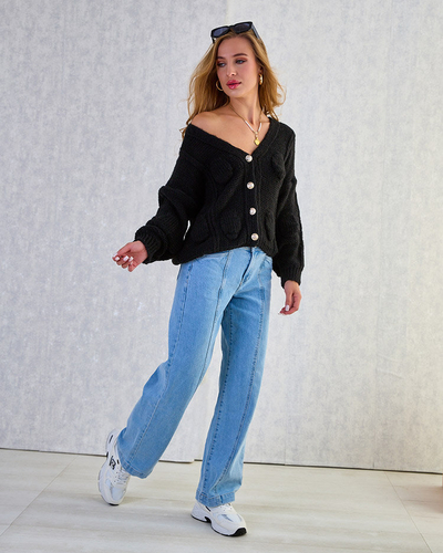 Royalfashion Дамски плетен пуловер с копчета