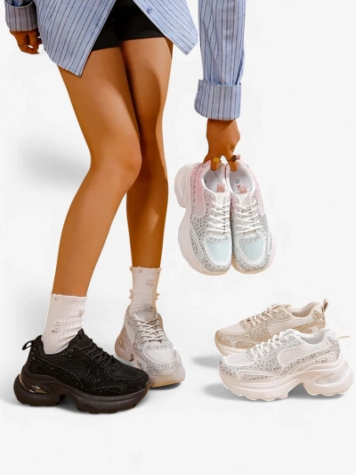 Дамски спортни маратонки Royalfashion с камъни блестящи Bloss