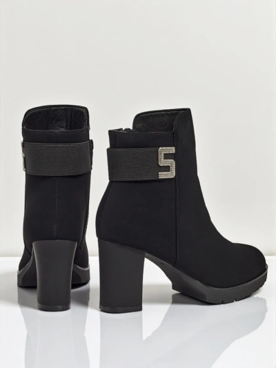 Дамски еко кожени боти до глезена на ток Mireliq