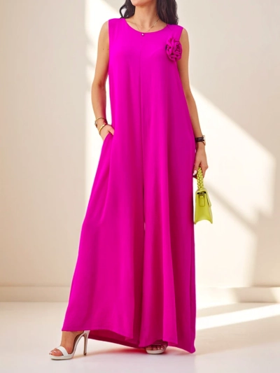 Фуксиев гащеризон Artemisia от вискоза с презрамки и декорация