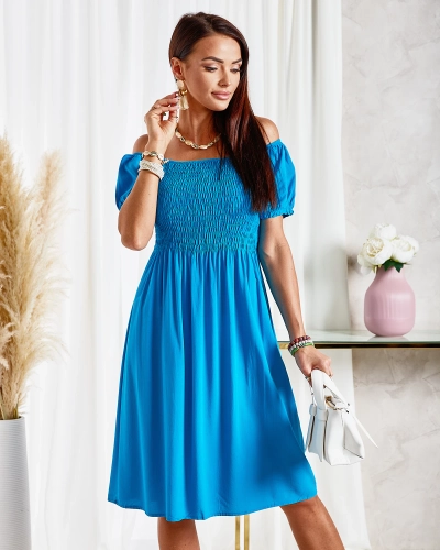 Royalfashion Тюркоазена дамска мини рокля a'la hiszpanka