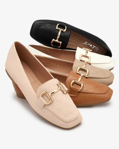 Royalfashion Черни дамски ватирани мокасини със златна украса Wetifa