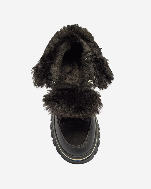 Черни дамски ботуши за сняг на платформа с дантела Neatesa - Обувки