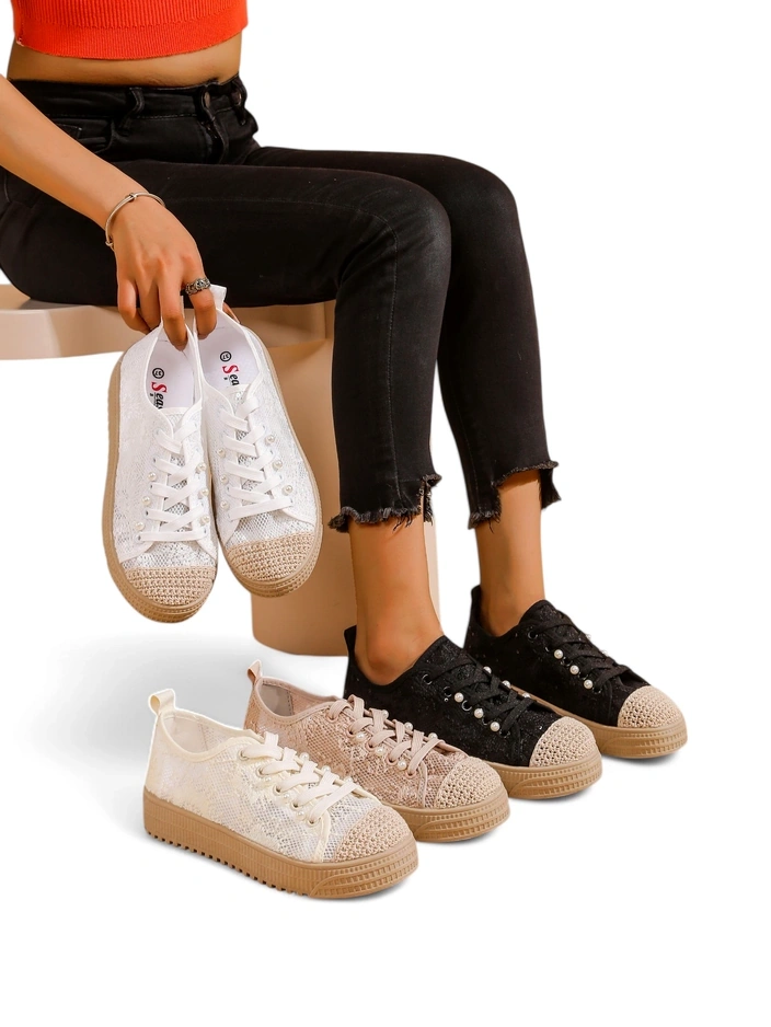 Royalfashion Дамски кецове от дантела с пайети Nille