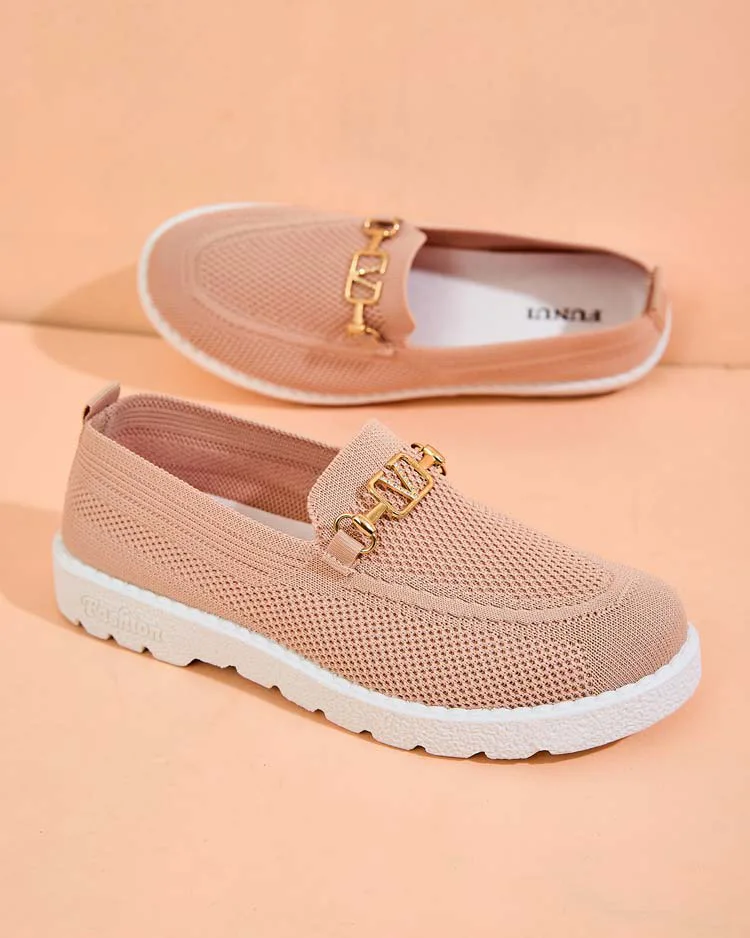 Royalfashion Дамски мокасини от плат със златна украса Erticae