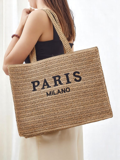 Royalfashion Голяма сламена дамска чанта Paris Milano