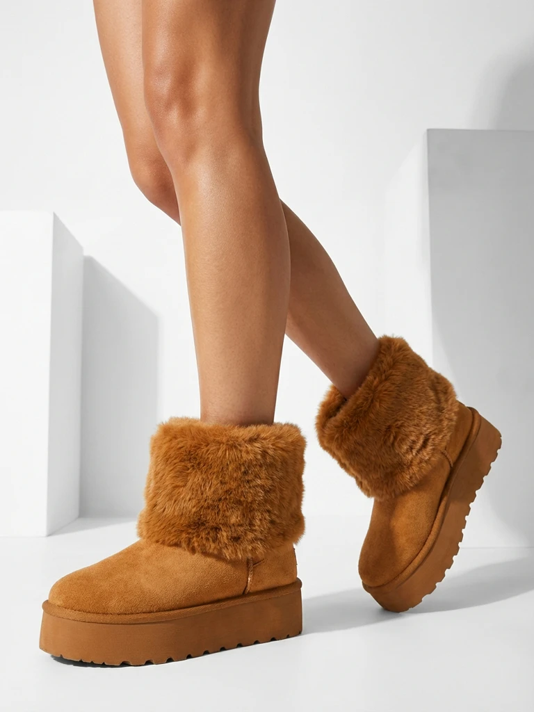 Дамски ботуши тип снегоходки с пухкава подплата Irelle