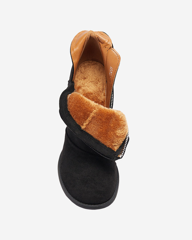 Дамски боти на кол с изрезки в черно. Encura- Footwear