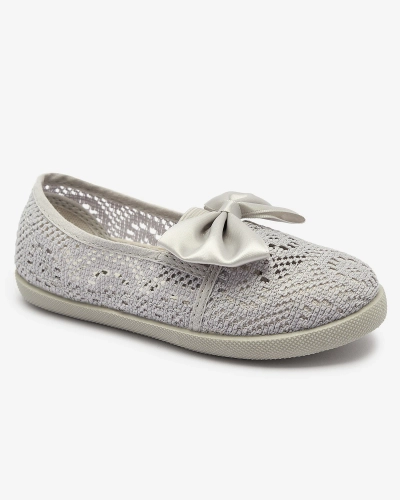 Сиви маратонки с панделка за момичета Sweet Time - Обувки