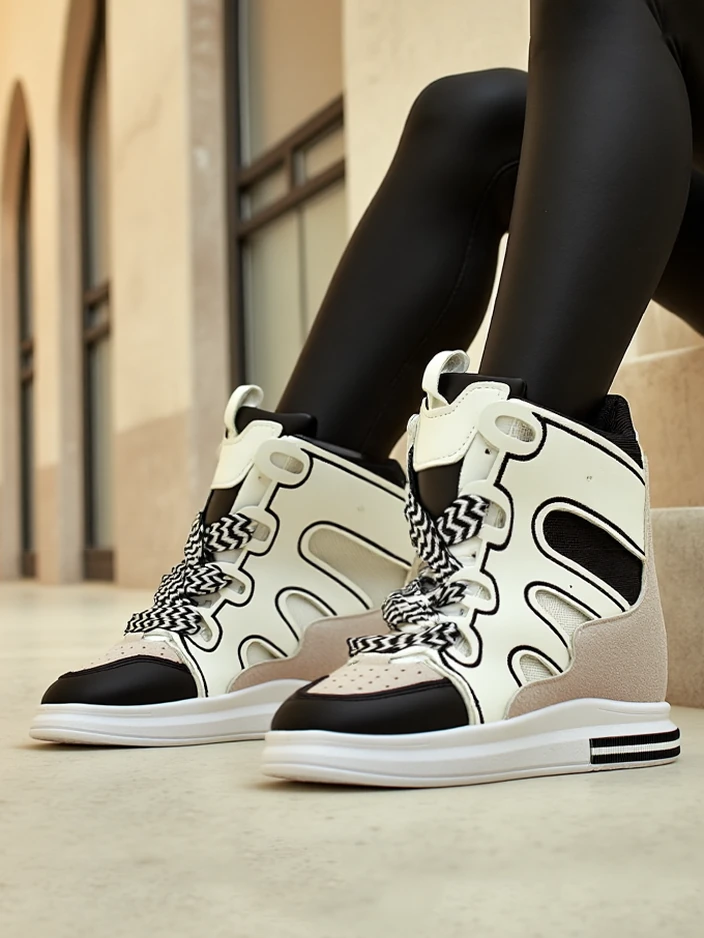 Royalfashion Високи спортни обувки за жени с скрит ток Облаффи