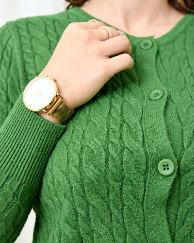 Royalfashion Дамски зелен кариран пуловер