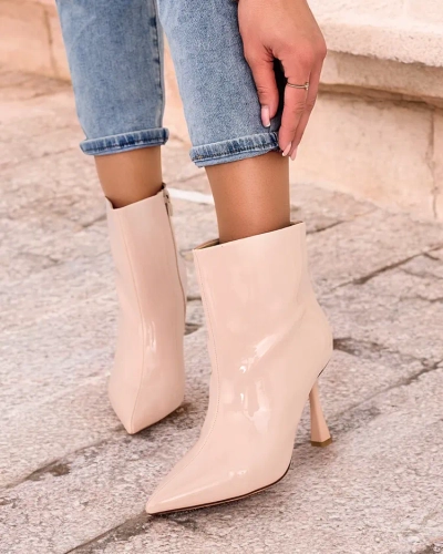 Royalfashion Loori лакирани дамски ботуши на ток