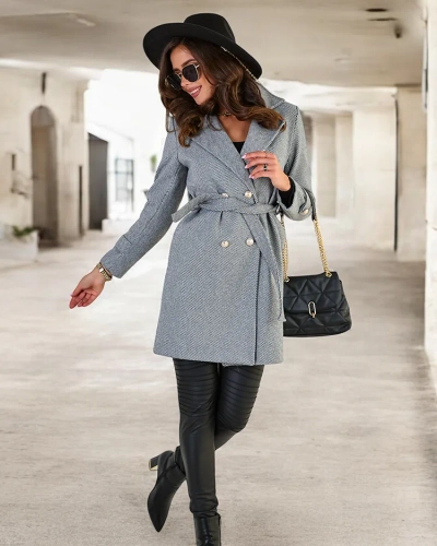 Royalfashion Дамско палто с връзки