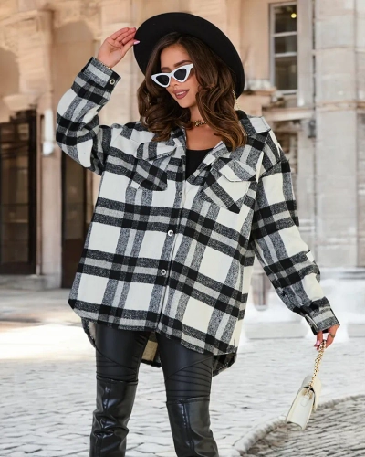 Royalfashion Дамско памучно палто тип риза