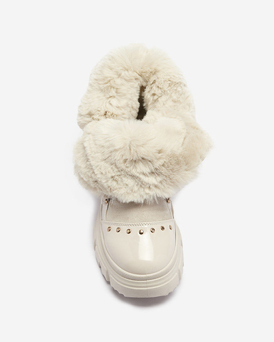 Бежови дамски ботуши за сняг с връзки Fentes- Footwear