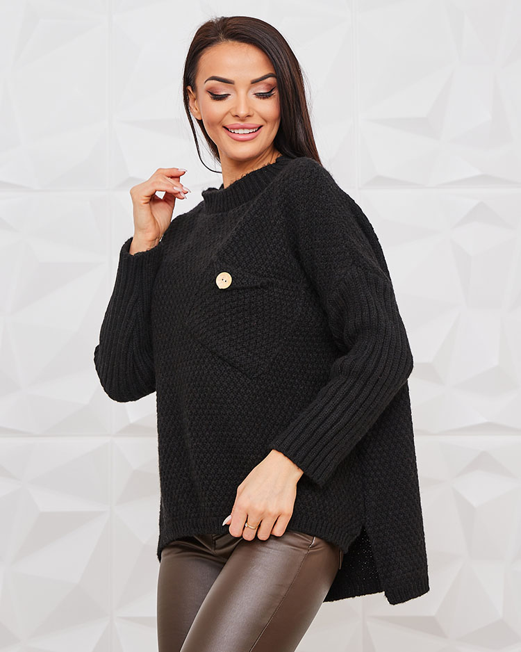 Royalfashion Черен дамски пуловер