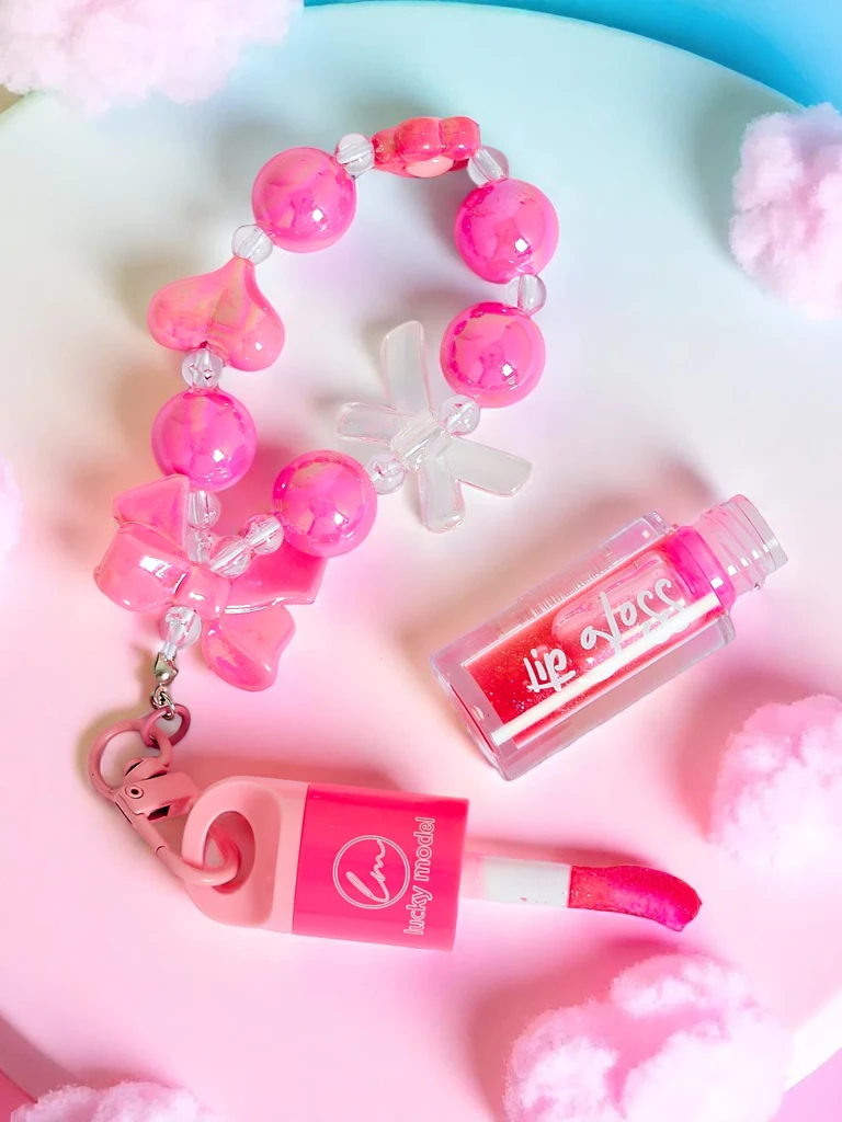 Блясък за устни за деца с гривна Малина