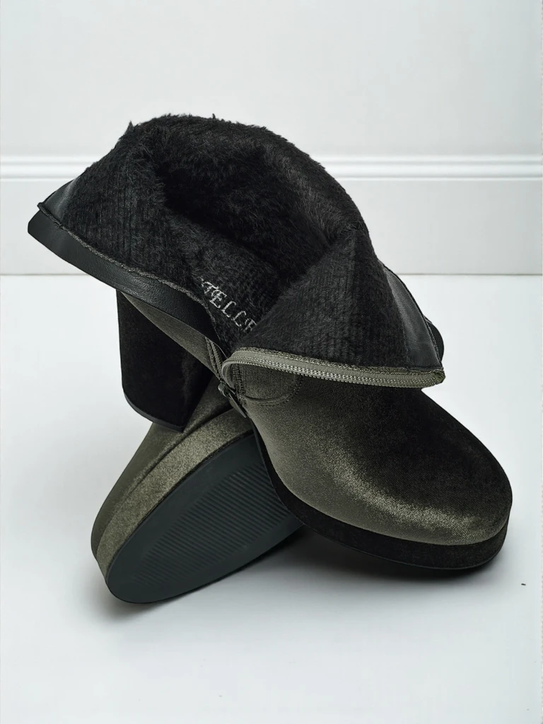 Дамски боти на ток, имитация на велур, Miss