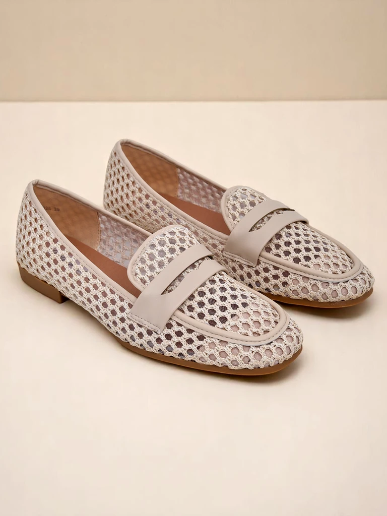 Бежови мокасини Royalfashion Primavera Aelia от плат с бадемов нос