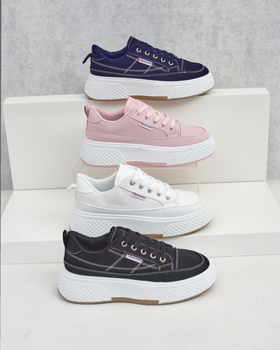 Дамски кецове на платформа Calypso, бели, текстилни, за пролетта и лятото