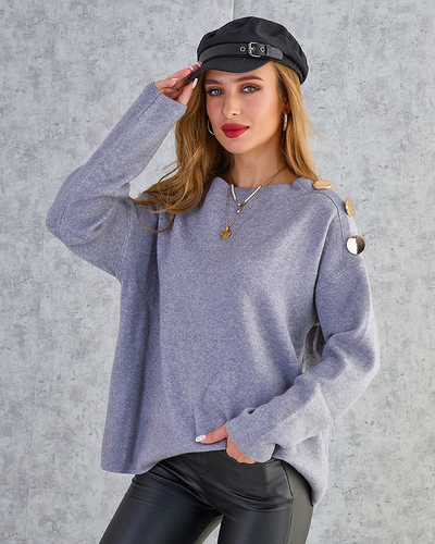 Royalfashion Тънък дамски пуловер с декорации на раменете