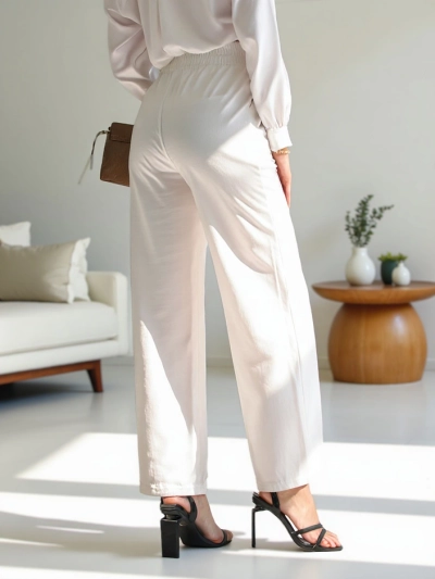 Royalfashion Широки дамски панталони с декоративна катарама