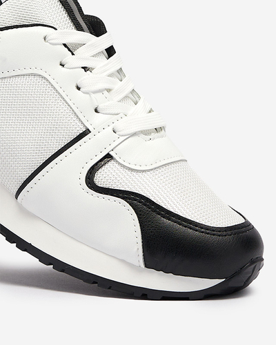 Białe sportowe damskie buty z czarnymi wstawkami Ruby - Obuwie