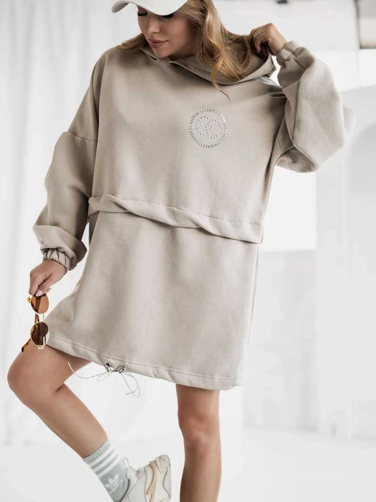 Рокля от памук за жени на Royalfashion с качулка, тип