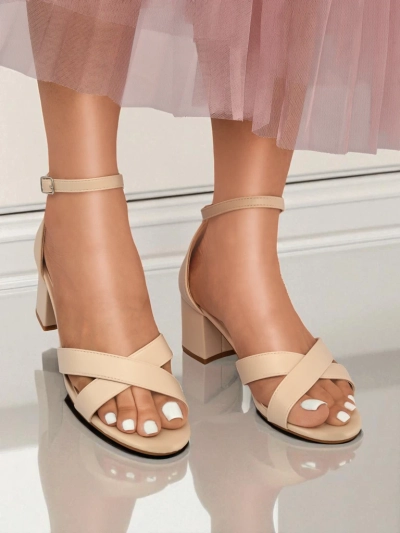 Royalfashion Дамски сандали с нисък дебел ток Eleganza Strap