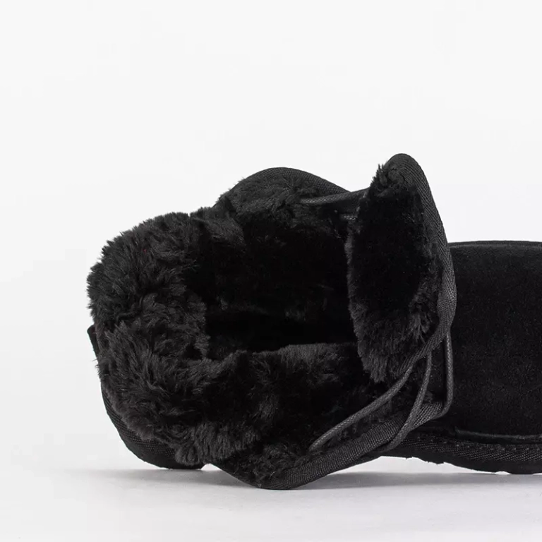 OUTLET Czarne dziecięce krótkie sznurowane śniegowce Tibilis- Obuwie