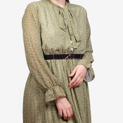 Czarny damski elastyczny pasek z zapięciem z tyłu - Akcesoria