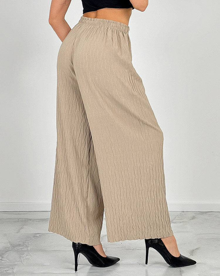 Royalfashion Дамски широки плисирани панталони