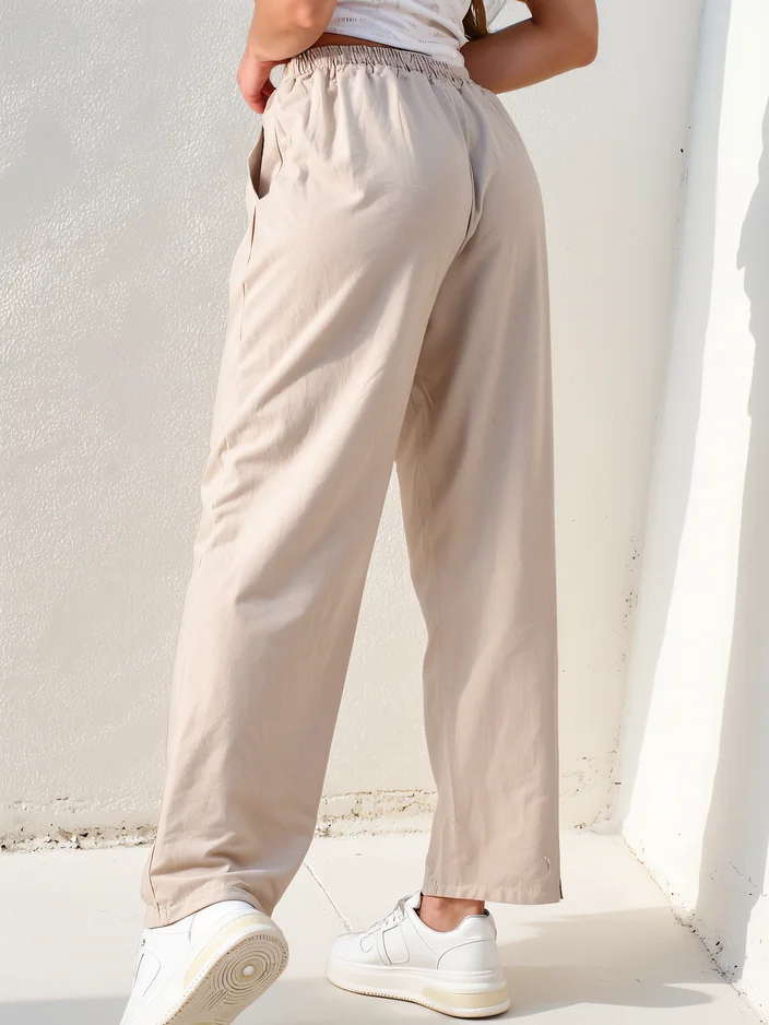 Royalfashion Дамски памучни прави панталони