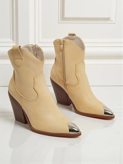 Дамски каубойски ботуши на ток с декоративен връх Fang Glacier