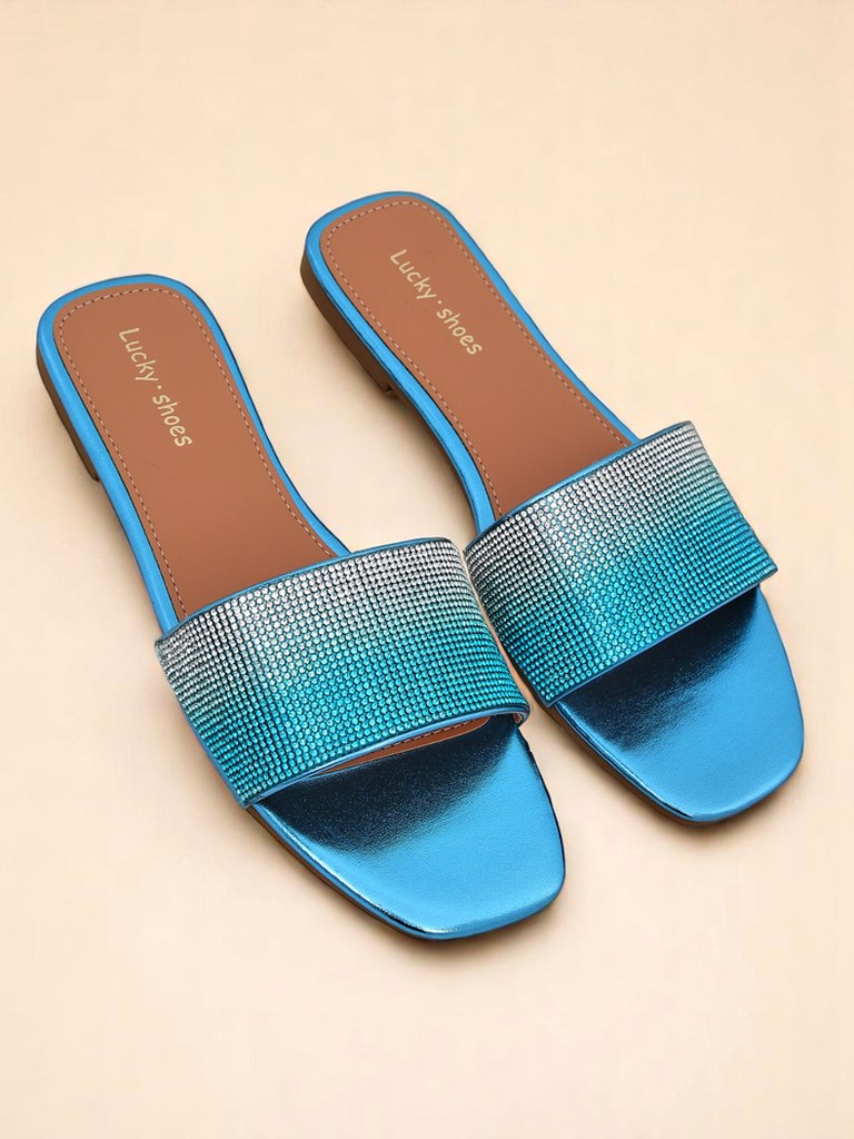 Royalfashion Дамски чехли с цирконии ShinyGlow