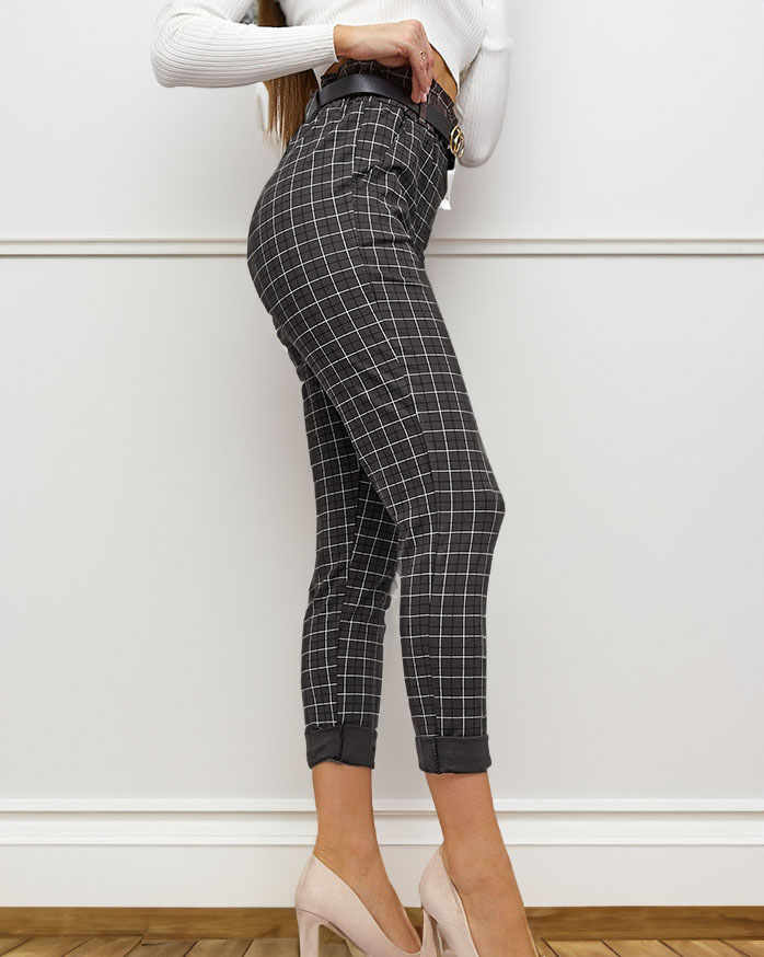 Royalfashion Дамски кариран панталон