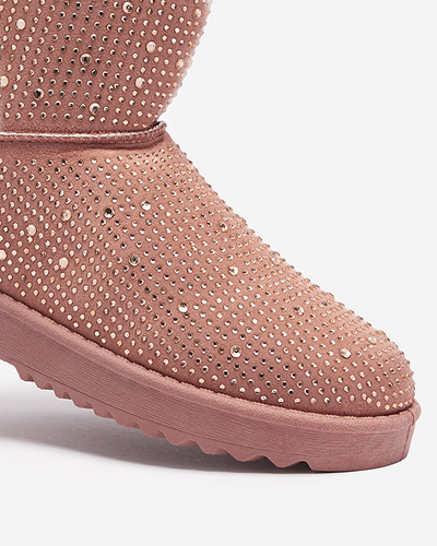 Ciemnoróżowe damskie śniegowce z cyrkoniami Rudis - Obuwie