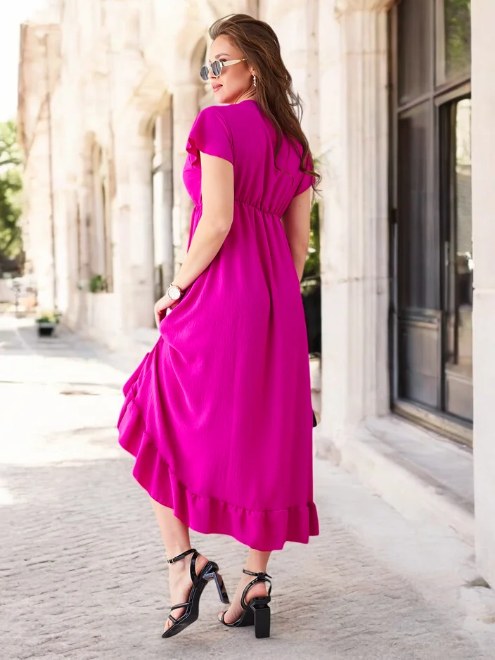 Midi рокля Royalfashion за жени с асиметричен подгъв