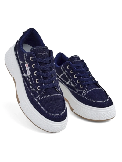 Дамски кецове Callista на платформа, тъмносини, плат, пролет-лято