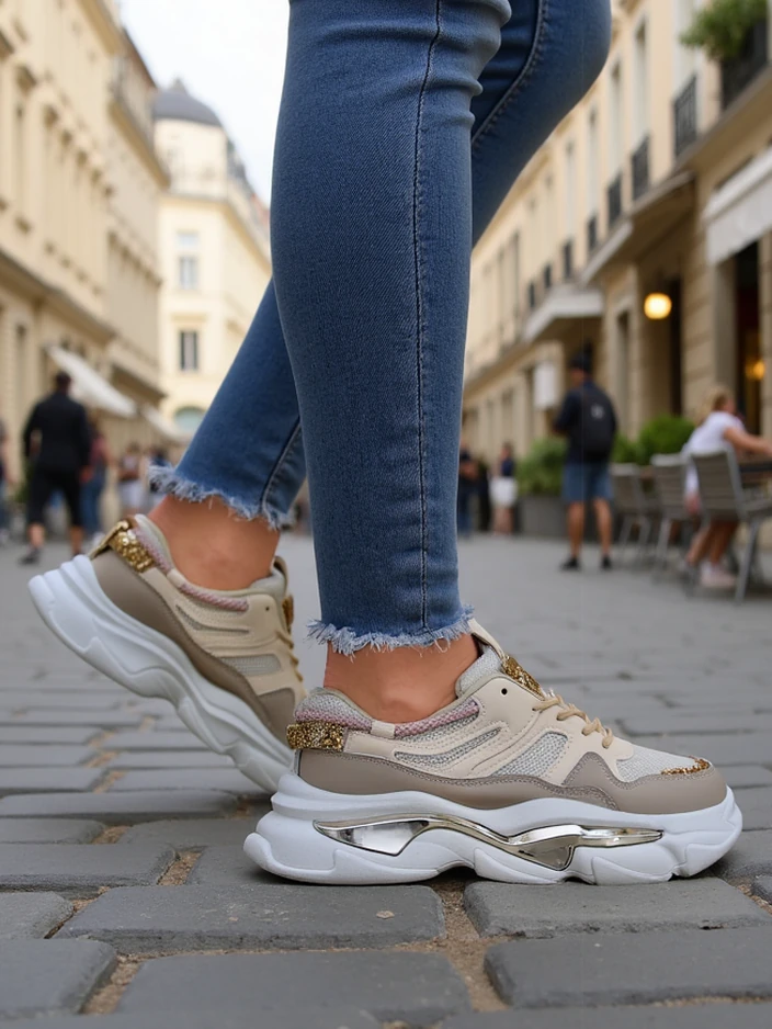 Обувки Royalfashion за жени с по-дебела подметка Lesalli