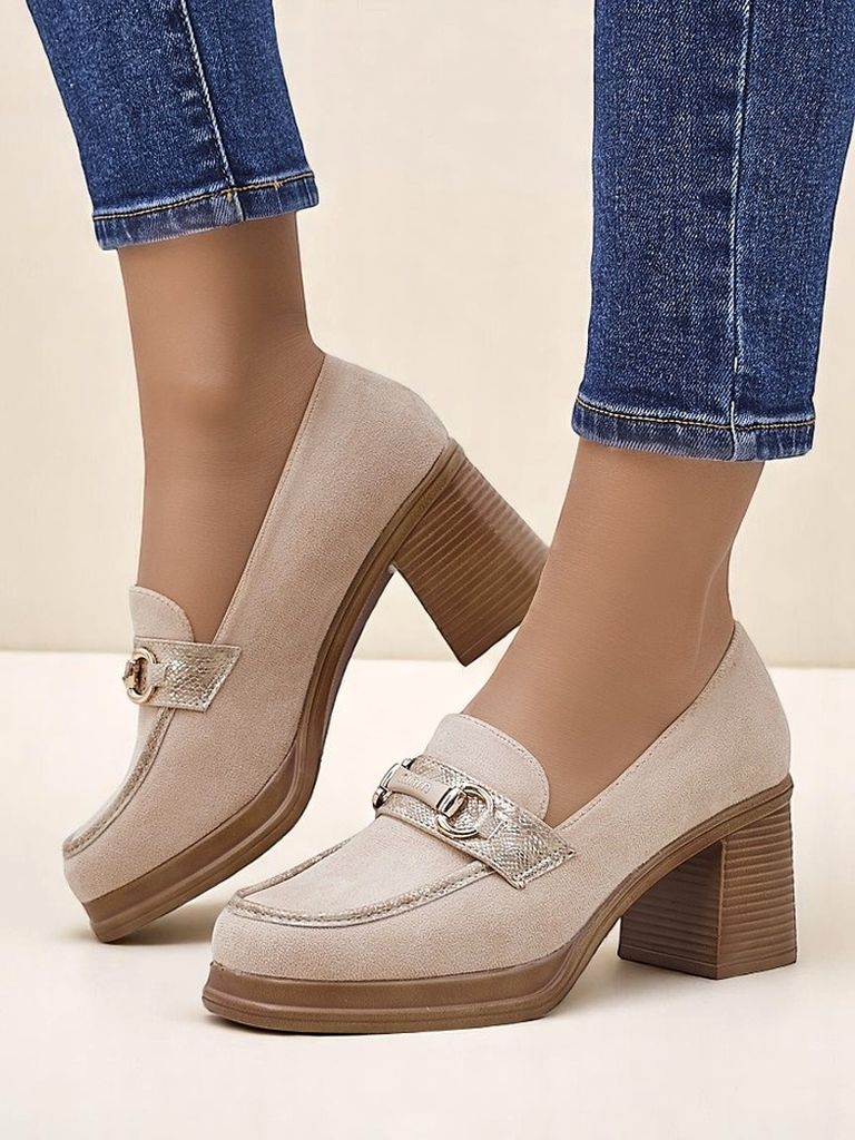 Royalfashion дамски лофери на масивен ток Apareus