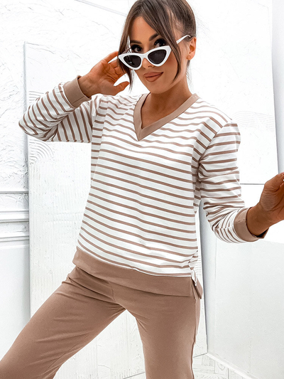 Royalfashion Дамски памучен комплект на райета