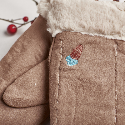 Brązowe dziecięce rękawiczki na sznurku i z jednym palcem - Rękawiczki