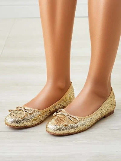 Royalfashion Дамски балерини с блестящи елементи и панделка Aramie