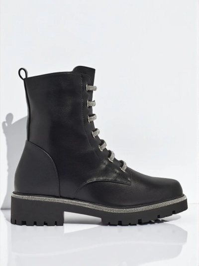 Дамски боти Lunara от еко кожа с връзки