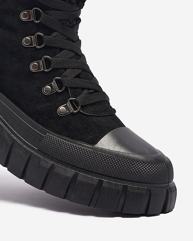 Дамски боти Diana Черни кожени удобни за зимата