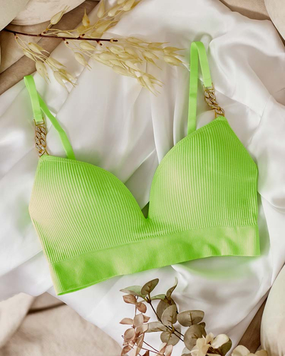 Royalfashion Дамски оребрен сутиен с декоративни презрамки