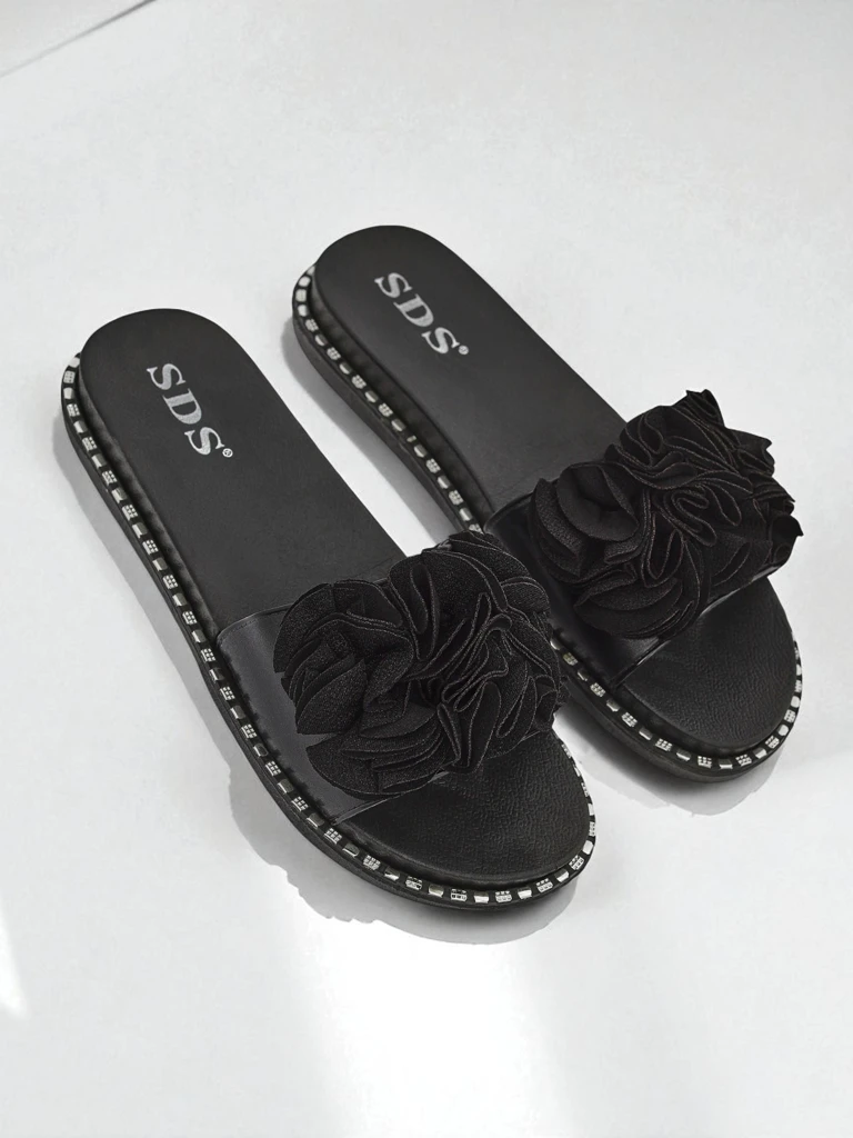 Royalfashion Дамски чехли с равна подметка Flora Verde